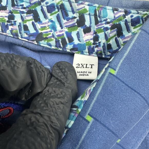 Robert Graham Shirt Mens 2XLT Geometric Pattern Designer Contrasting Trims - Picture 6 of 16